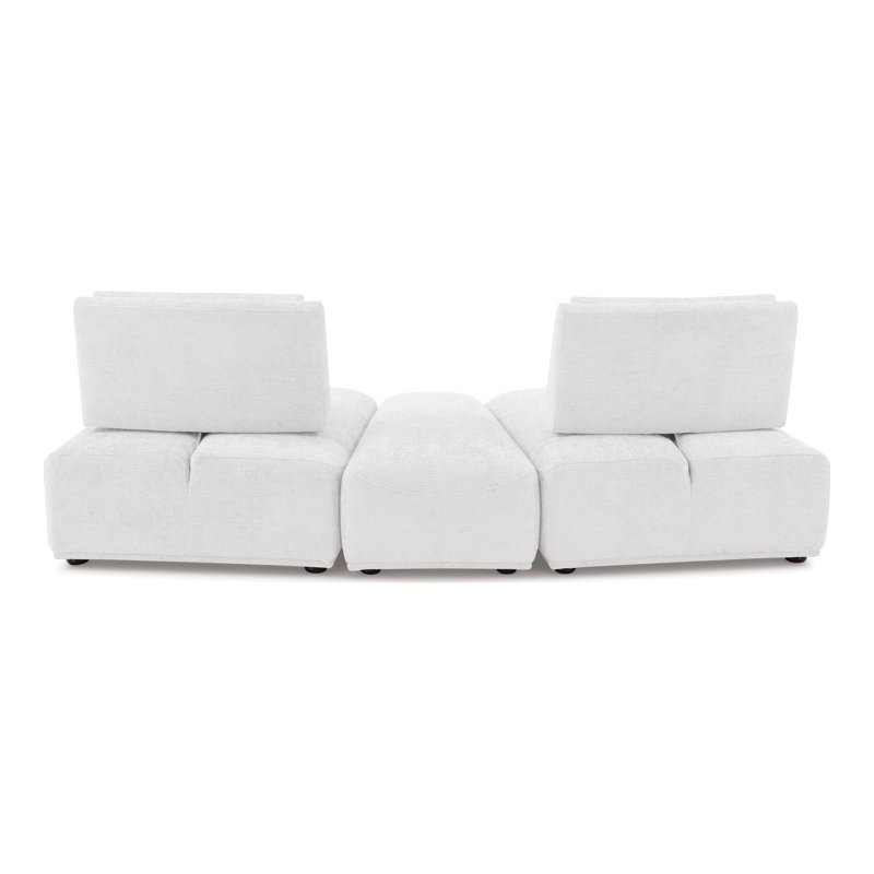 Canapé modulaire 3 pièces Aukeem, Polyester blanc