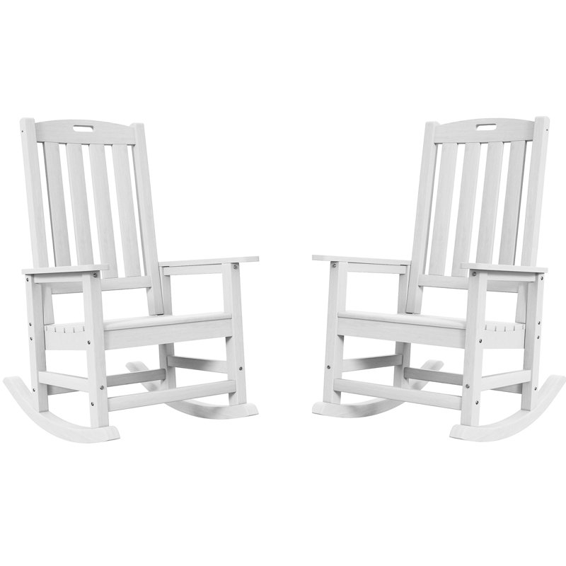Ensemble de 2 chaises berçantes surdimensionnées pour l'extérieur, Blanc, Set of 2