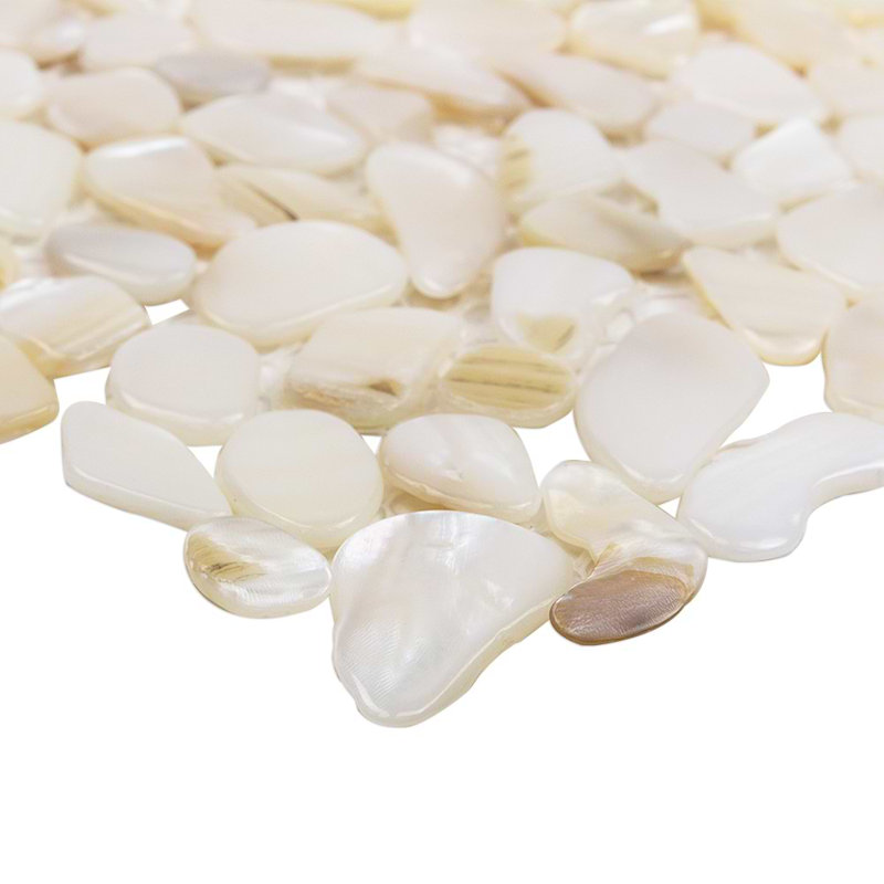 Oyster 12x12 Pebbles Polished Pearl Mosaic Tile