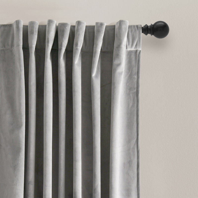 Blush Velvet Blackout Pleated Twin Curtains, 2-Piece Set