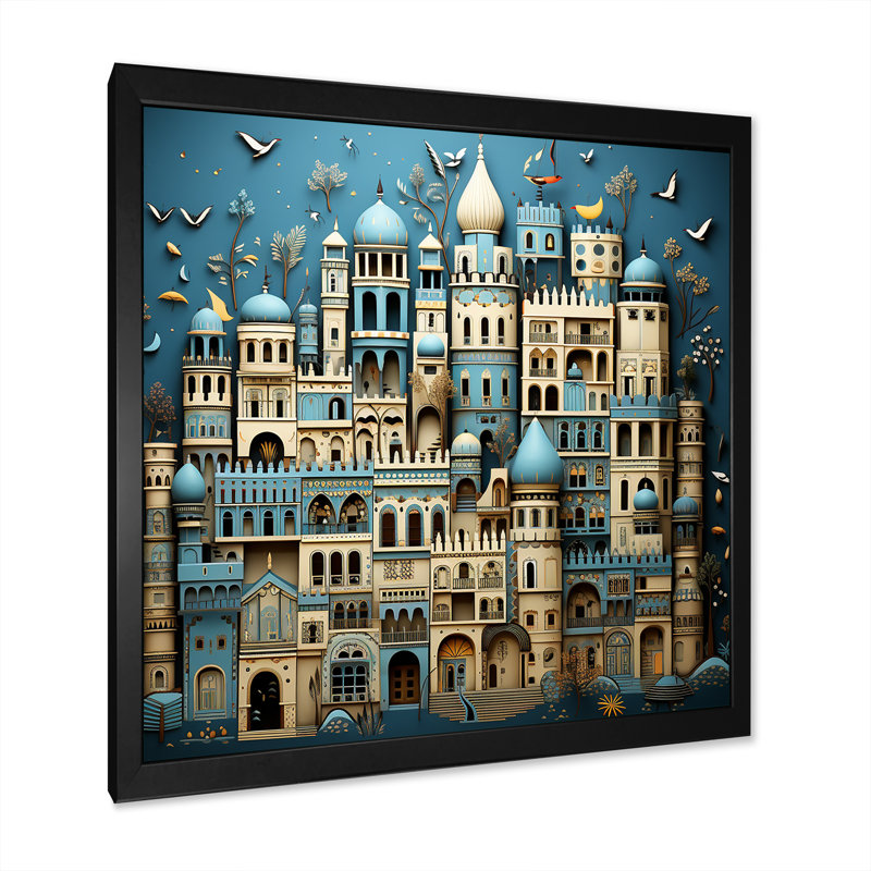 Fête de l'Islam «Eid», art mural, Cadre simple noir, H 36 po x l 36 po x P 1,5 po