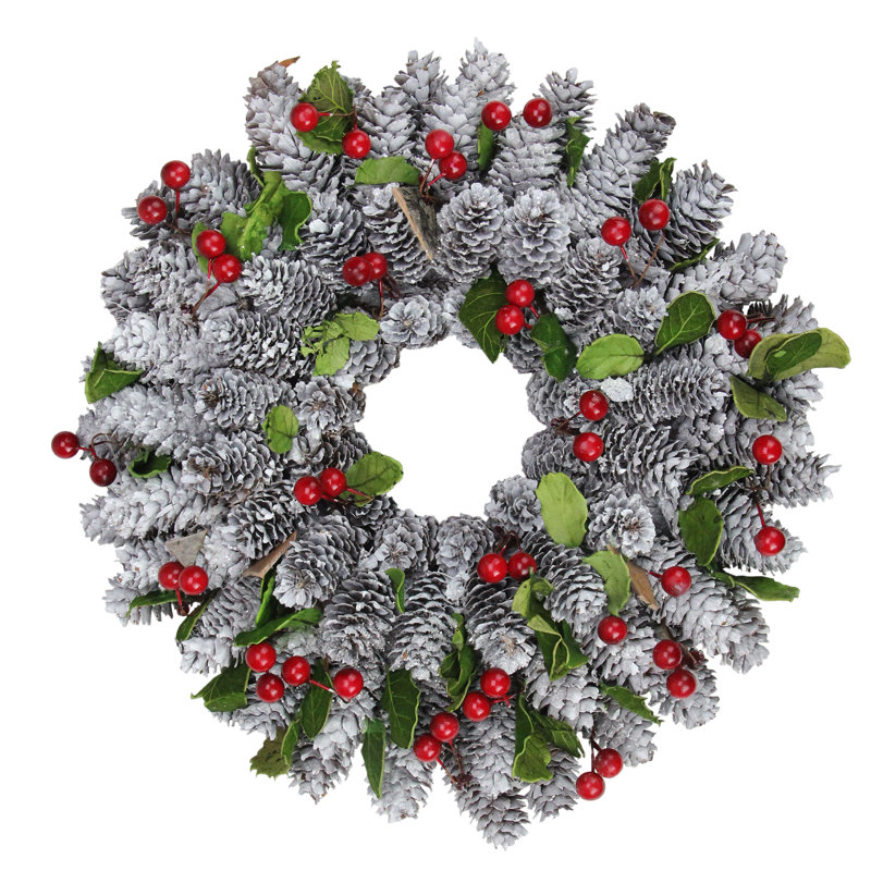 10" Pine Cone and Berries Artificial Christmas Wreath with Stars