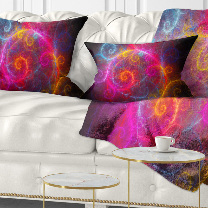 Magnifique motif fractal - coussin abstrait imprimé, Rose / Rouge