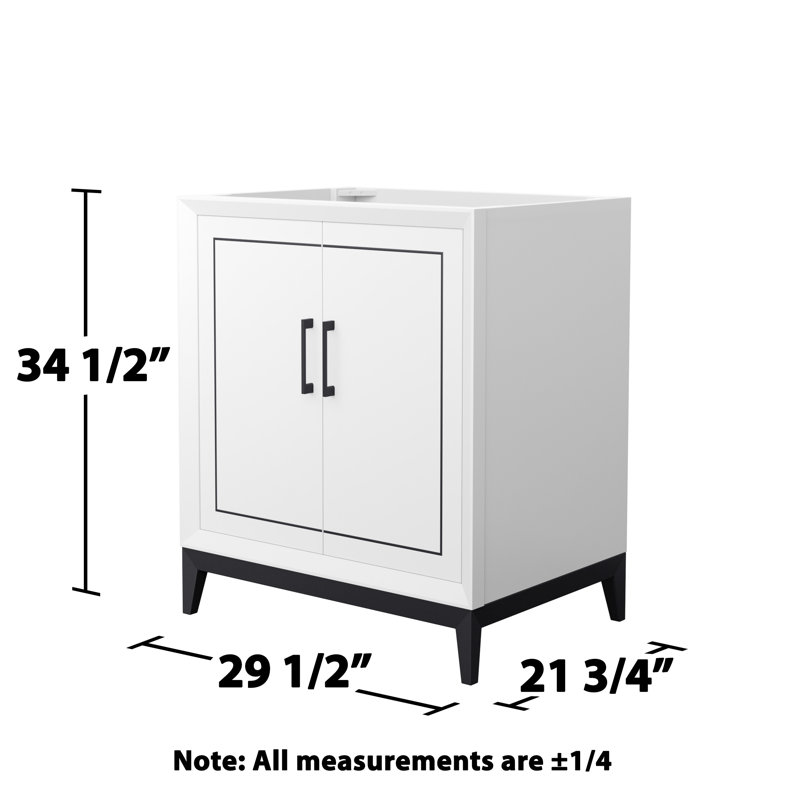 Base de meuble-lavabo simple 29,5 po Marlena seulement, Blanc / noir