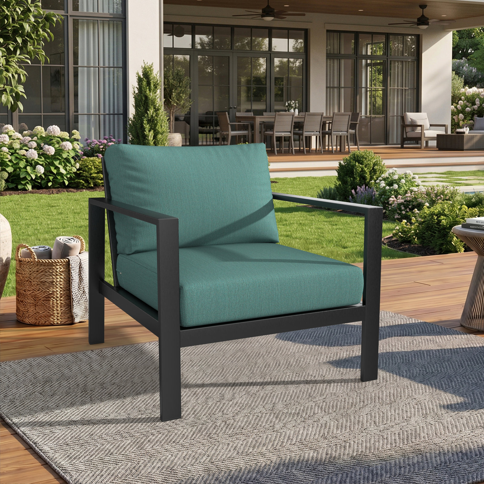 Amala Outdoor Sunbrella® Seat/Back Cushion, Sunbrella® Cast Breeze Plainweave, 28.5" W x 28.5" D