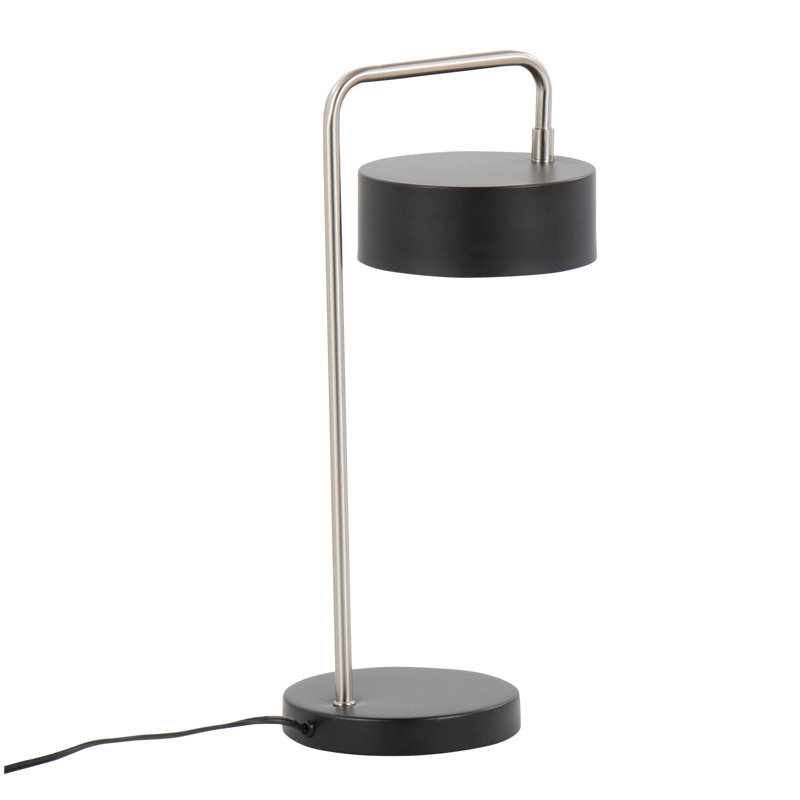 Lampe de table contemporaine en nickel et métal noir