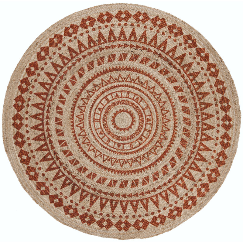 Desroches Hand Woven Jute Oriental Rug, Round 5' x 5'