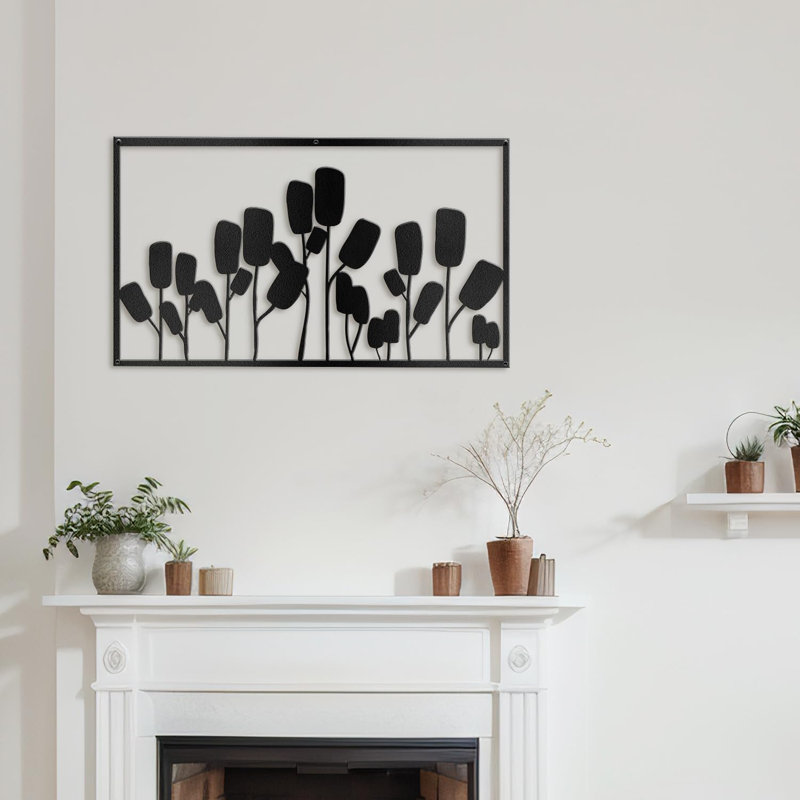 Wall Decor Metal, Black, 9" H x 18" W x 0.05" D