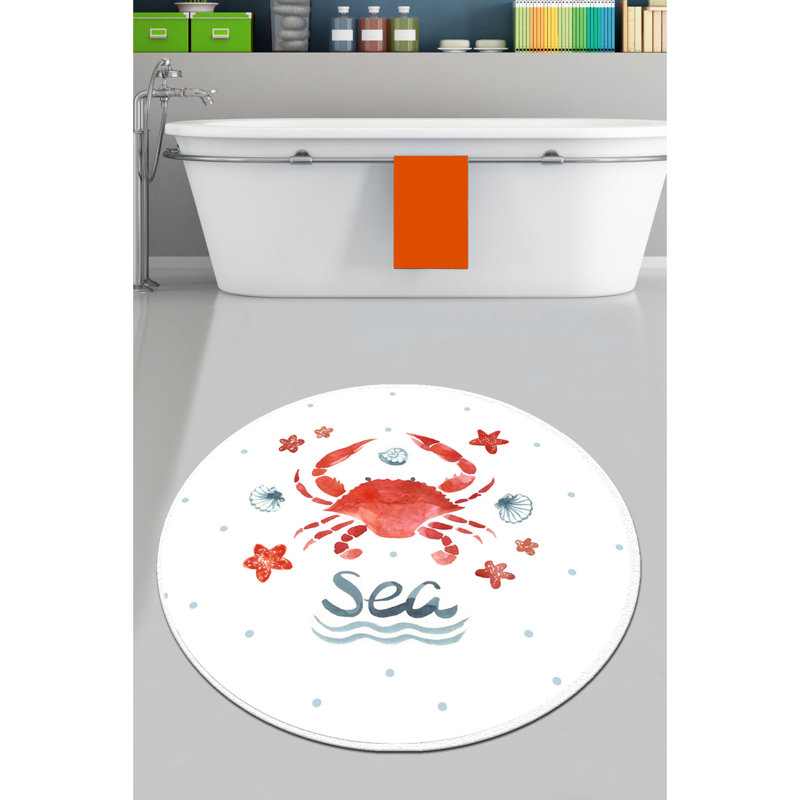 Antibacterial Non-Slip Bathmat, 31.5 inches Diameter, 100% Polyester, 0.4 inches Pile Height | Machine Washable, 700 g/m² | Ideal for Bathroom Safety & Comfort, Stylish & Functional Design