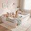 Structure de lit double Montessori avec rails hauts, lit en bois pour enfants avec éclairage DEL et tablette de rangement, naturel-1588582124-1588582126