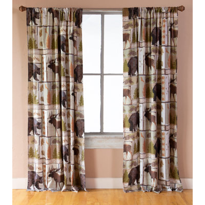 Carstens, Inc. Rustic Cabin Room Darkening Curtain Panels, Set of 2 Panels, 54" x 84" each, Vintage Lodge