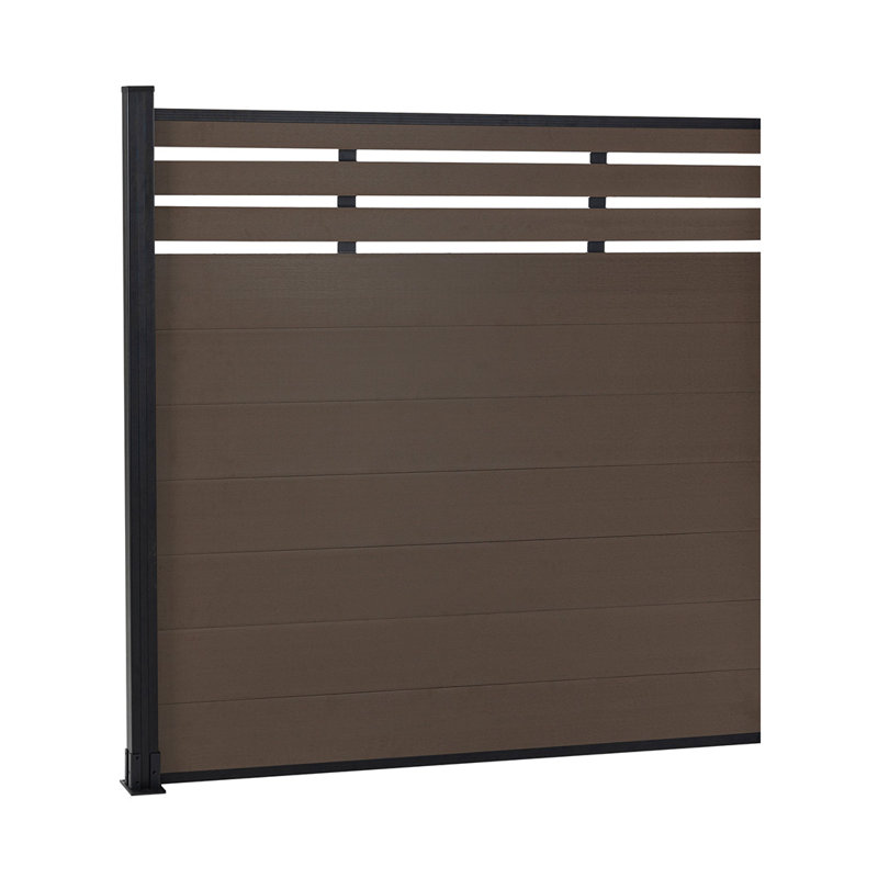6 Ft H Semi-Closed Composite Privacy Fence Panel With Post, Brushed Finish, Brown, 2