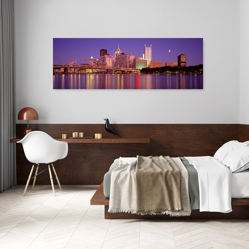 Allegheny River Pittsburgh Pennsylvania USA 1 Piece Wrapped Canvas Panoramic Wall Art, 50.8 cm H x 152.4 cm W