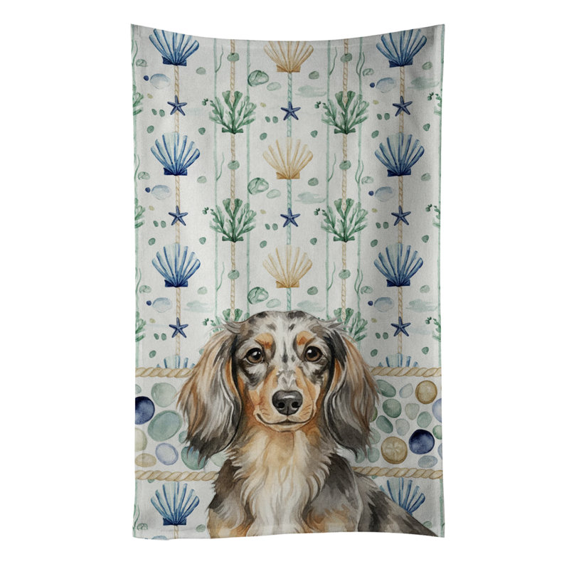 Serviette de cuisine à longs poils Dapple Dachshund, Teckel à poils longs