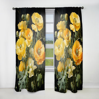 Geordi jaune Buttercups Realistic Radiance II - rideau en velours traditionnel - obscurcissant - 1 panneau