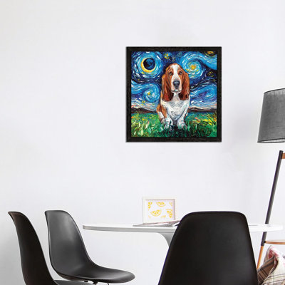 Basset Hound Night by Aja Trier - Painting on Canvas