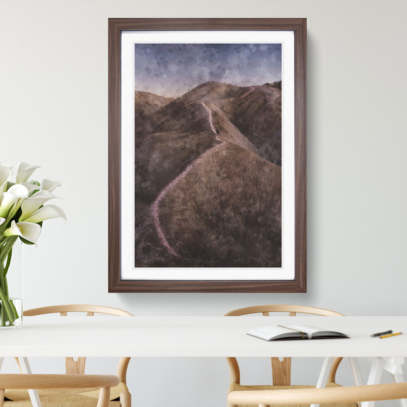 Trail Through the Badlands in South Dakota - Picture Frame Graphic Art, 36cm H x 27cm W x 2cm D, Walnut