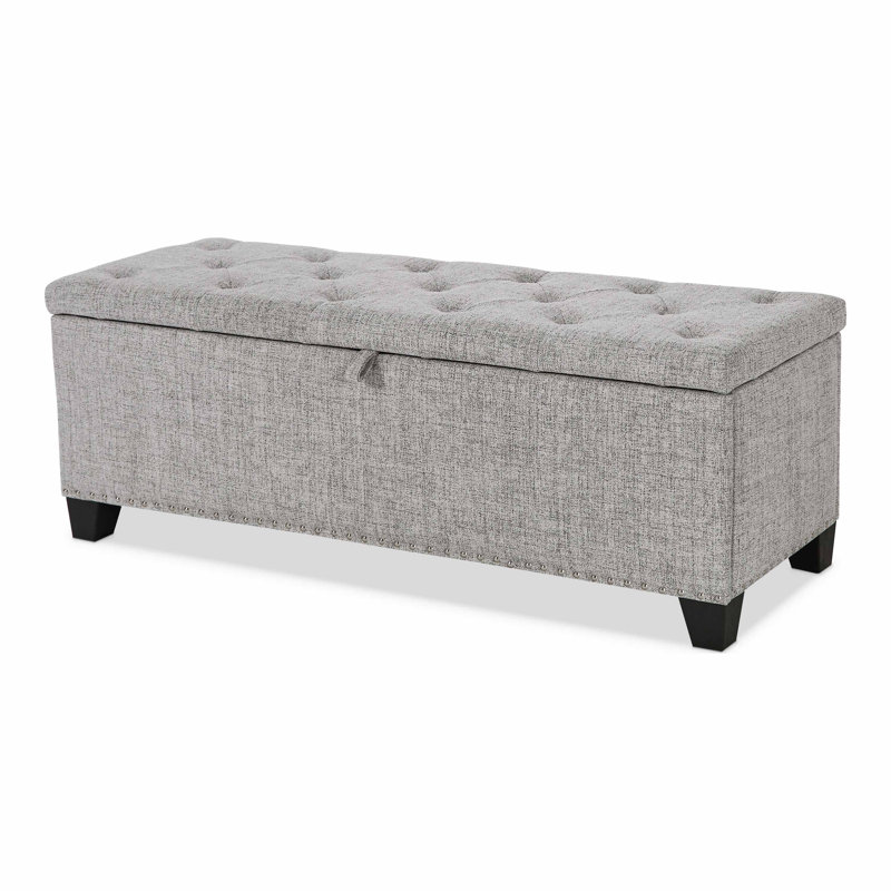 Banc de rangement en lin 48 po, Gris clair