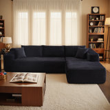 106" Cloud Sectional Couch With Chaise Longue,l Shaped Modular Modern Sofa With Deep Seat,comfy Corduroy Fluffy Sleeper Couch,no Assembly Required Couch For Living Room
