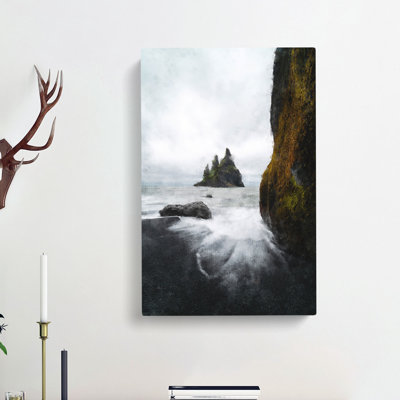 Ocean View From Black Sand Beach Iceland - Wrapped Canvas