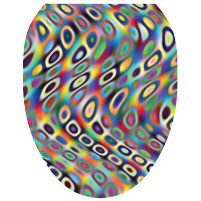 Abstract Retro Waves Toilet Seat Decal – Toilet Tattoos Youth Static Cling Vinyl Lid Cover Fits Round & Elongated Seats