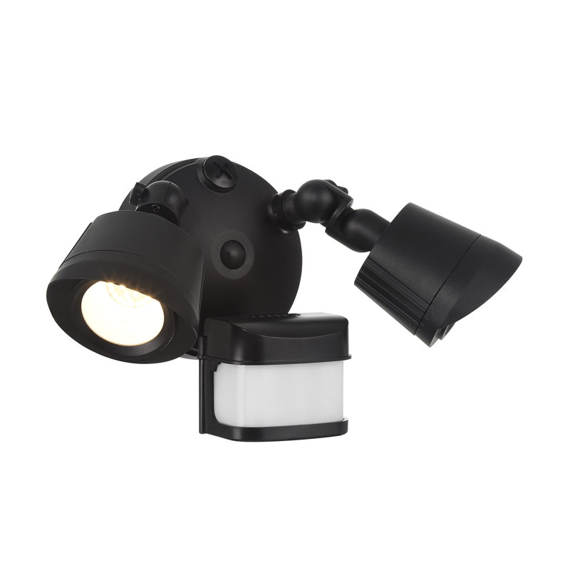 120 Watt 2 - Head LED Hardwired Dusk to Dawn Outdoor Security Flood Light with Motion Sensor, Black