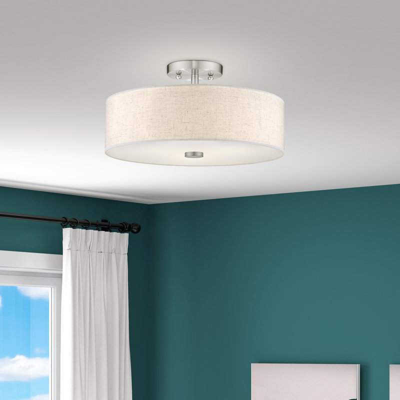 Arianny Linen Blend Semi Flush Mount, Brushed Nickel