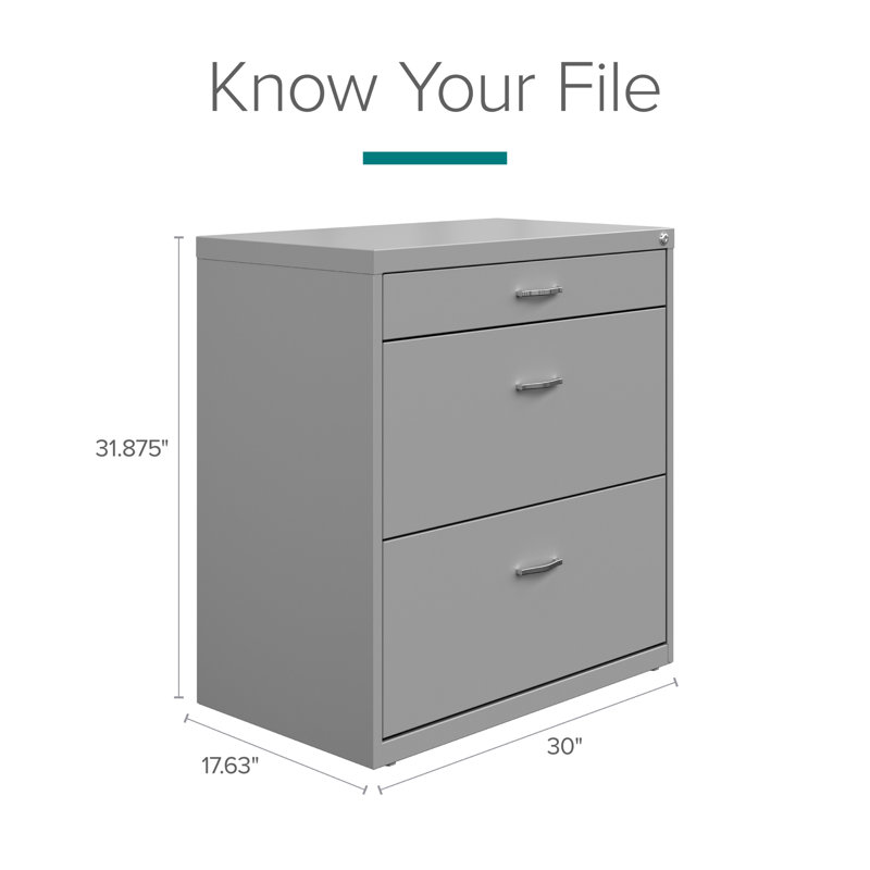 SoHo Chic 3-Drawer Metal Lateral Legal File Cabinet with Lock