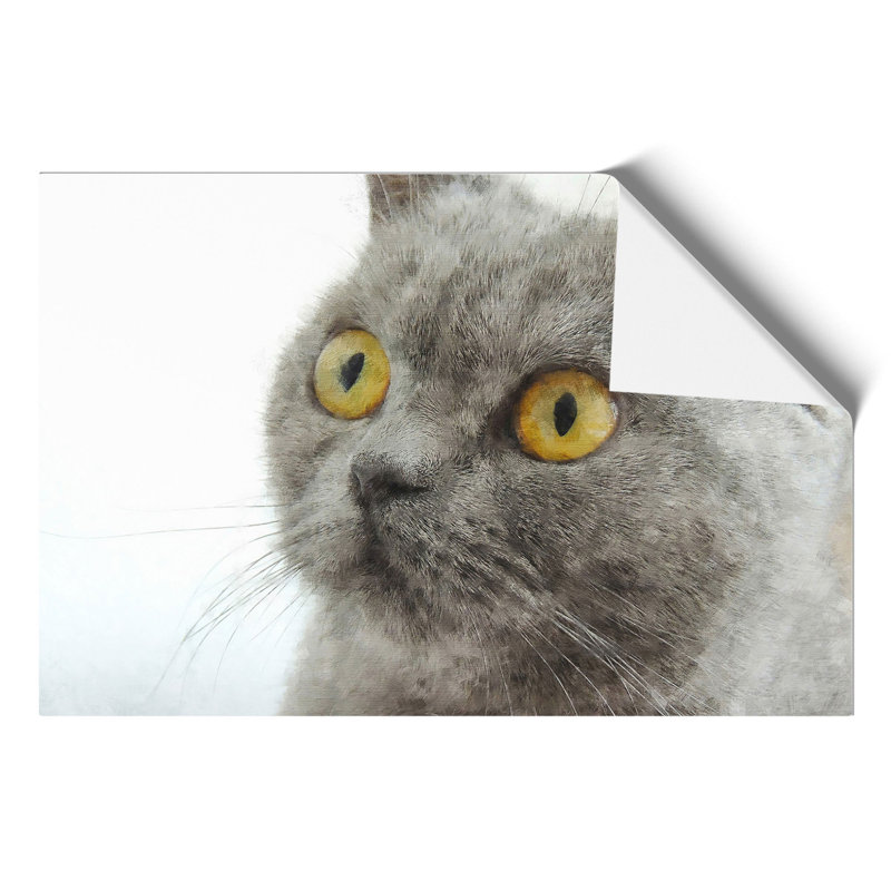 British Shorthair Cat Painting - Frameless Print, 30cm H x 42cm W x 0.1cm D