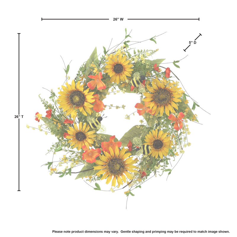 26"Sunflower & Bumblebee Wreath