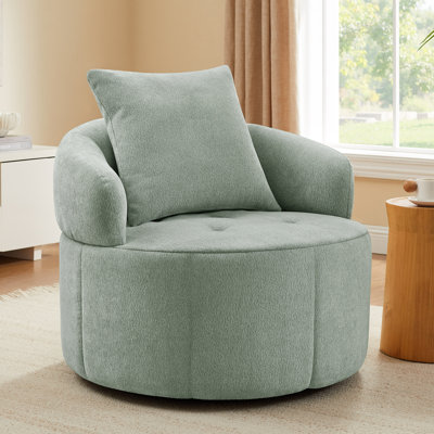 34.65'' W Upholstered Swivel Accent Chair, Oversized Reading Chair