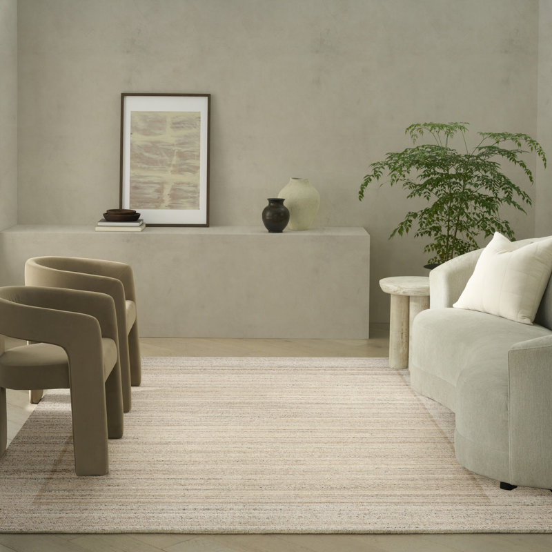 Calvin Klein CK082 Ridge 9'9" x 13'9" Beige Ivory Farmhouse Indoor Rug, Beige, Rectangle 9'9" x 13'9"