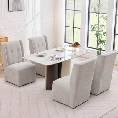 Chaise rembourrée moderne avec roulettes, fauteuil d'appoint sans accoudoirs pour salle à manger, bureau à domicile et meuble-lavabo