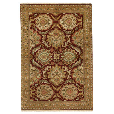 High-Quality Hand-Knotted Red And Gold Area Rug