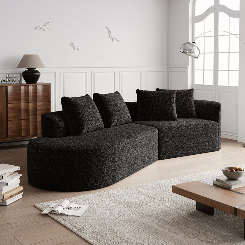 Canapé modulaire surdimensionné et rembourré Modern, Orienté à gauche (vu de face), Chenille noir