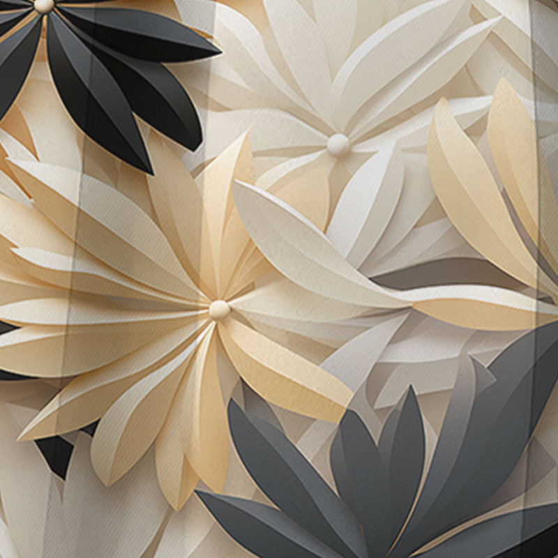 Blanc et noir minimaliste fleurs sérénité - panneaux de rideaux de chalet, L 52 po x L 90 po