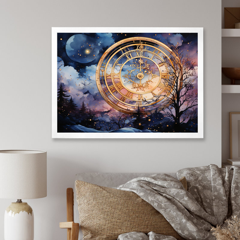 Astrologie étoilée de l'oracle II, reproduction sur toile, H 34 po x l 44 po x P 1,5 po, Cadre photo blanc