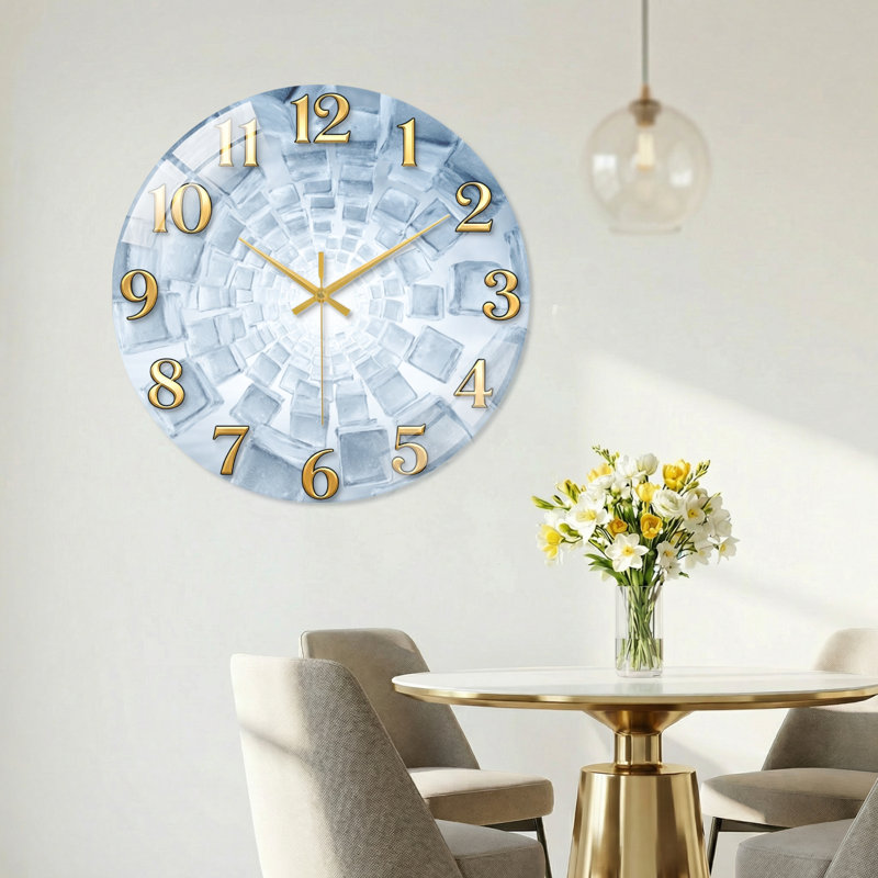 Horloge murale en cristal, 60 x 60 cm (23,6 x 23,6 pouces)