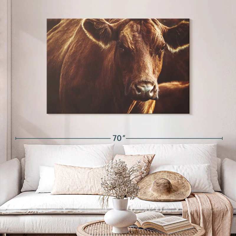 Brampt Expressive Brown Cow, 32" H x 48" W