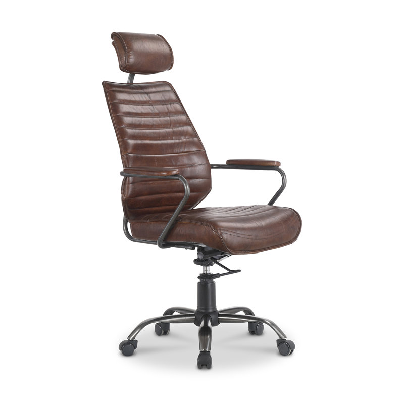 Genuine Leather Executive Chair, Brown Genuine Leather