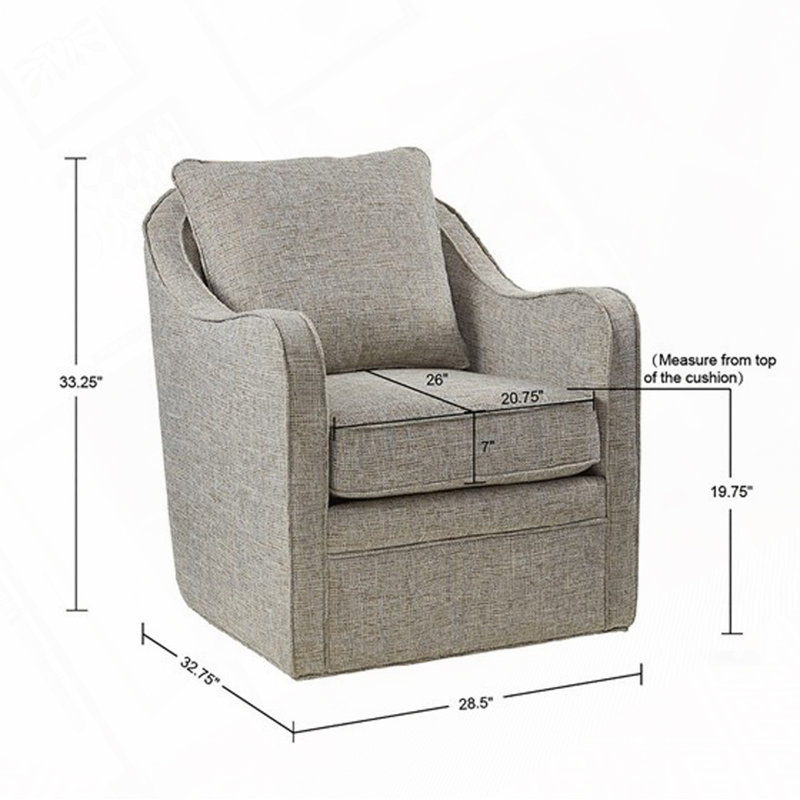 Fauteuil demi-tonneau pivotant rembourré, entièrement assemblé, Gris