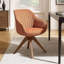 Fauteuil de bureau sans roulettes Art Leon, fauteuil de bureau moderne Mid-Century, fauteuil d'appoint pivotant avec pieds en chêne, fauteuil rembourré en tissu, caramel