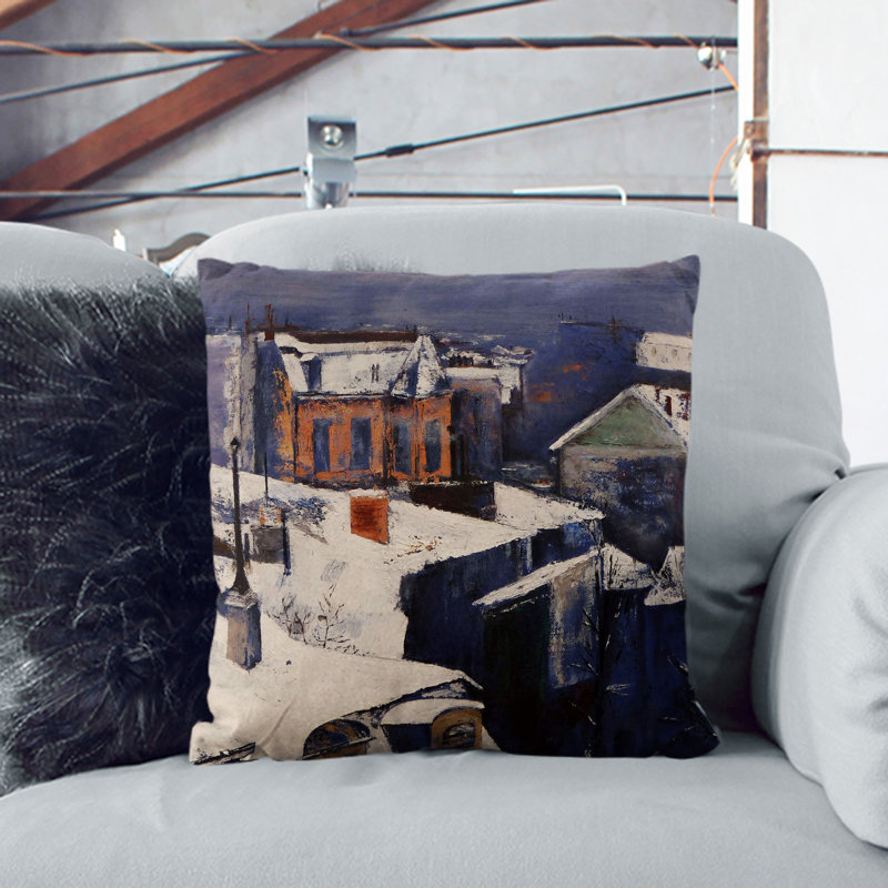 Rooftops in the Snow Vol.1 Scatter Cushion, 40cm H x 40cm W x 15cm D, Black