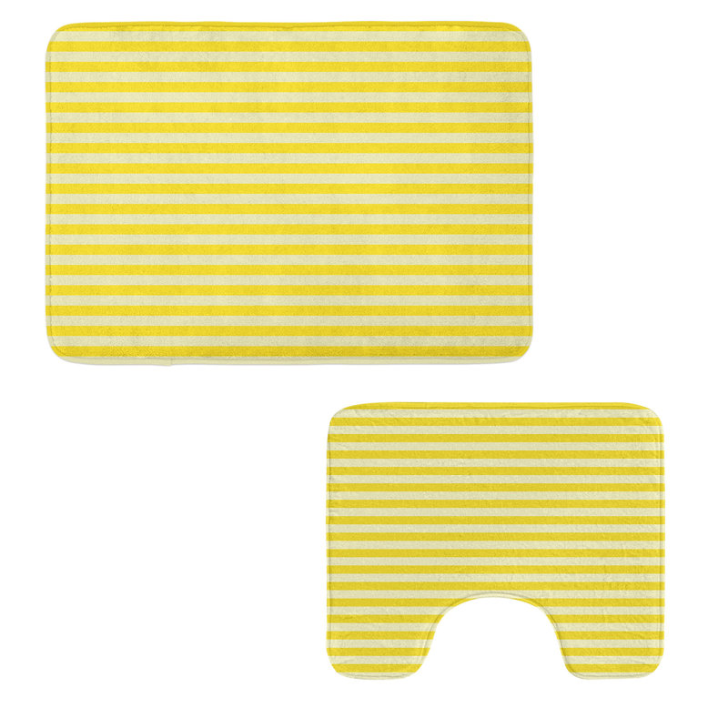  Tapis rayé pour salle de bain 2 pièces