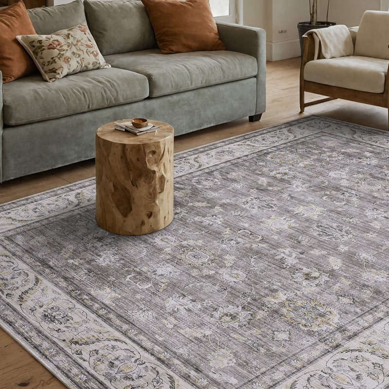 Tapis oriental lavable à la machine, Rectangle 4 pi 11 po x 8 pi