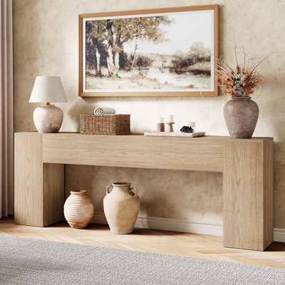 86-Inch Extra Long Console Table For Entryway, Wooden Behind Couch Table Narrow, Farmhouse Entrance Table For Hallway Living Room