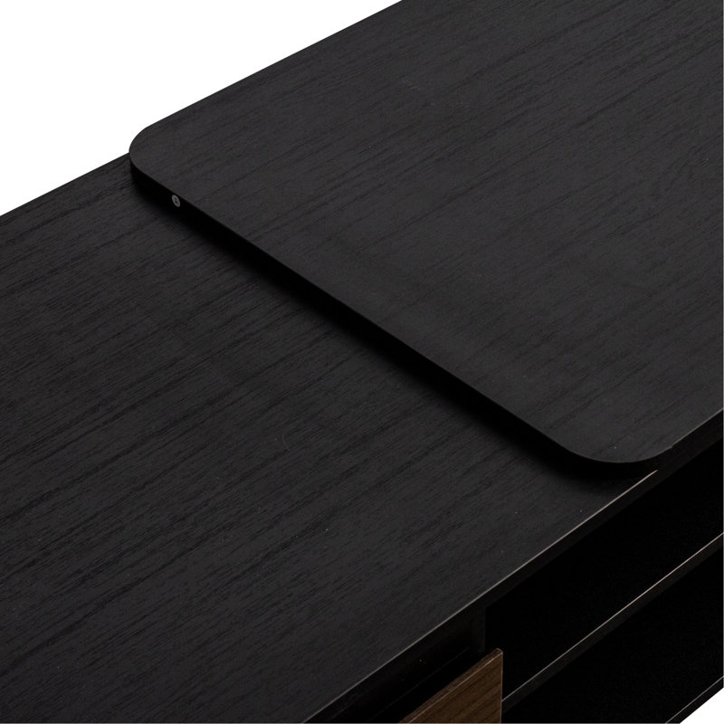 Table basse extensible, table basse en bois réglable en longueur avec 2 tiroirs de rangement pour le salon, grande table centrale rectangulaire longue