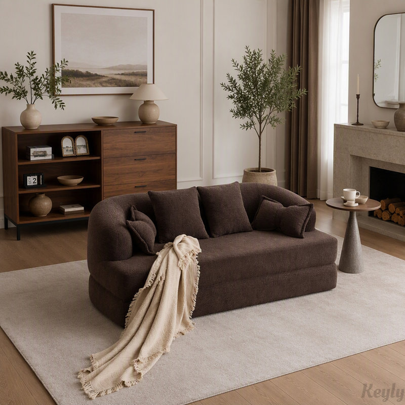Canapé-lit 2 en 1 pliable, Chenille brun