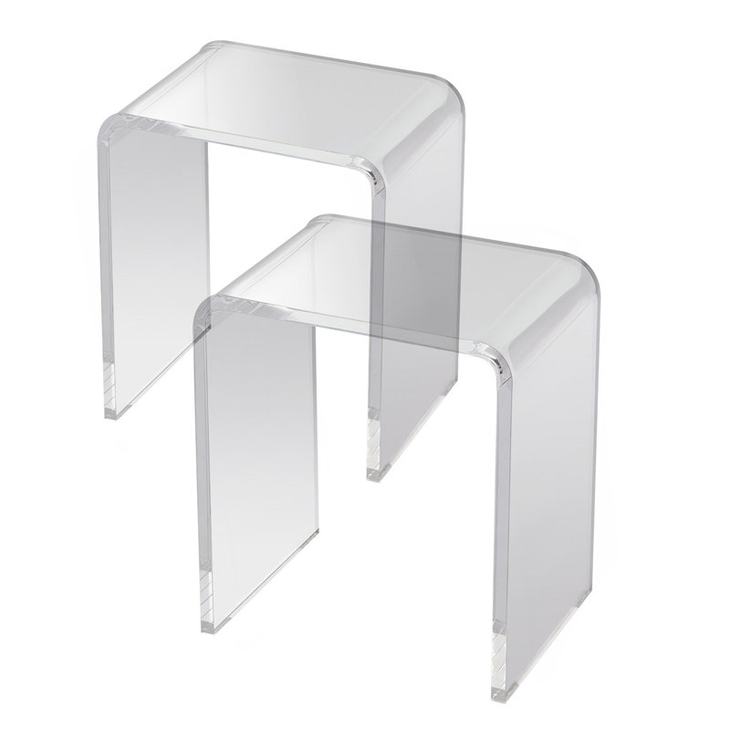 Table de bout en acrylique, 2 tables d'appoint en Lucite en forme de C, table d'appoint en acrylique transparent pour les boissons, la nourriture, les collations utilisées dans le salon, la chambre à coucher et le bureau