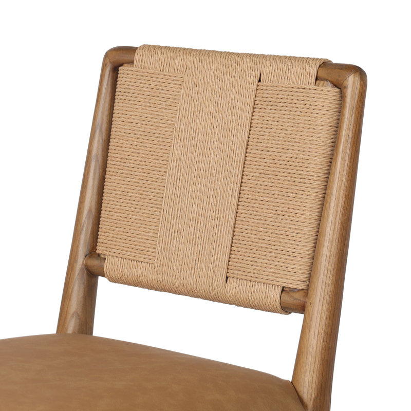 ROTHLER Stool, Counter Stool (27” Seat Height), Tan Ash, Maestro Camel/Genuine Leather